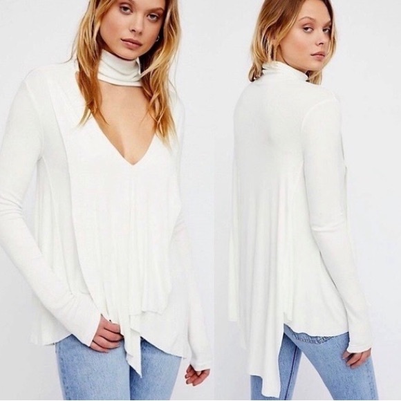 Free People Tops - Free People Uptown Choker Neck White Tunic